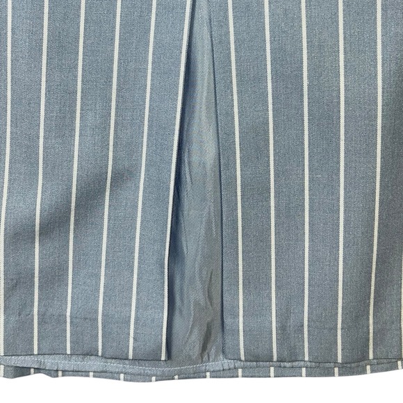 NY&C Skirt Plus 2X Blue White Vertical Stripe Front Slit Ruched Waist Midi NEW - Picture 3 of 13